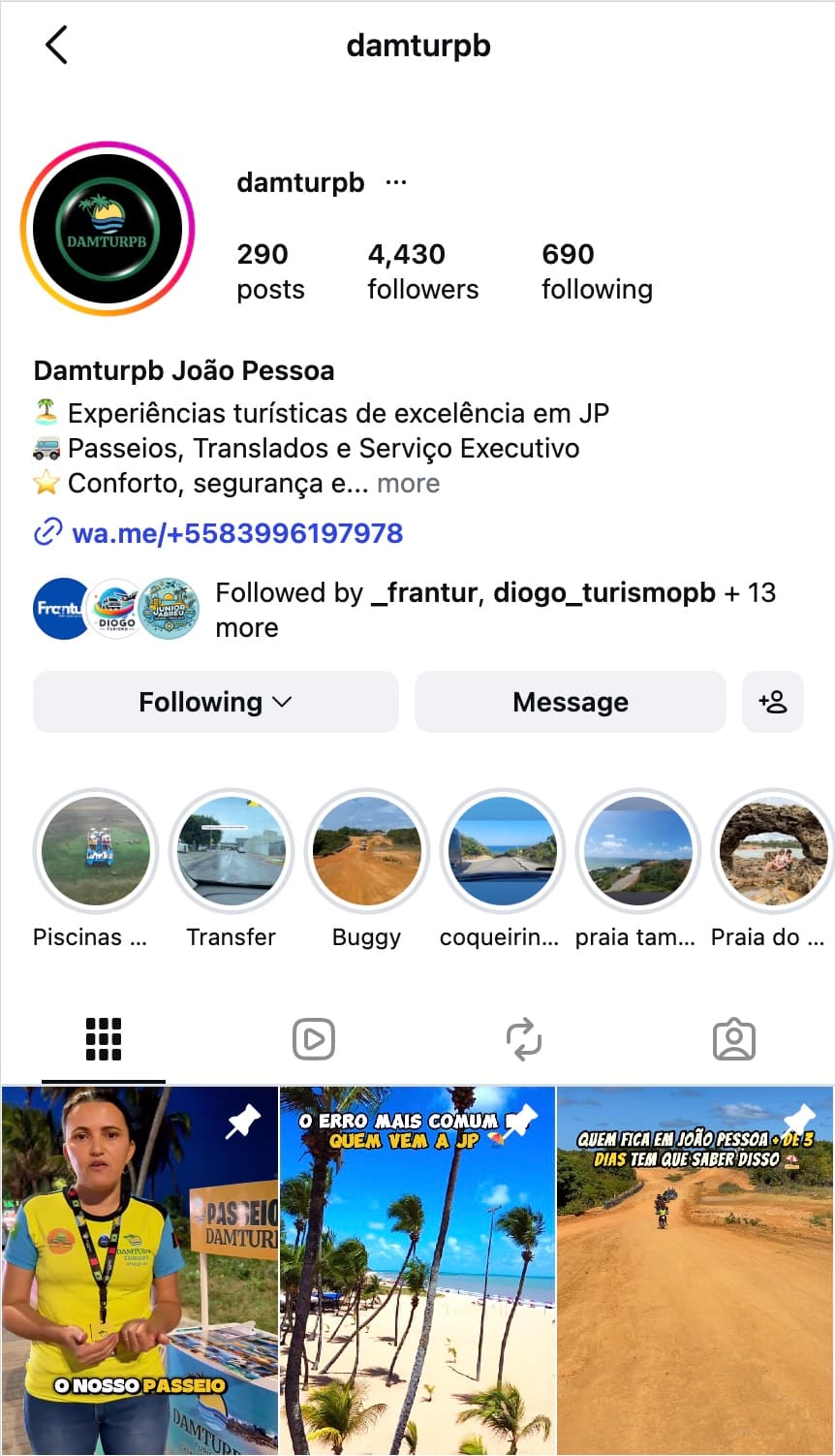 Perfil do Instagram DAMTURPB